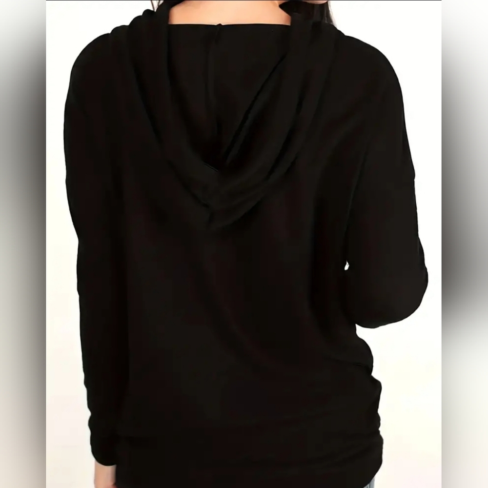NWT HOODED LONG SLEEVE TSHIRT COZY TOP WITH CROSS DESIGN - Picture 2 of 5